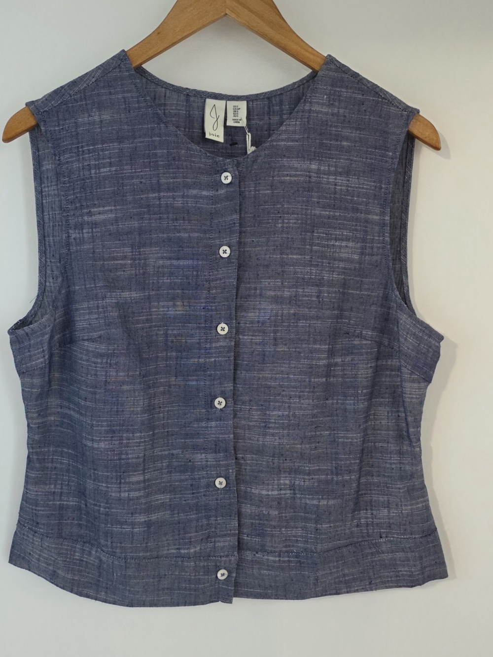 Joie Sleeveless Button-Front Top in Heathered Blue Womens Size Small
